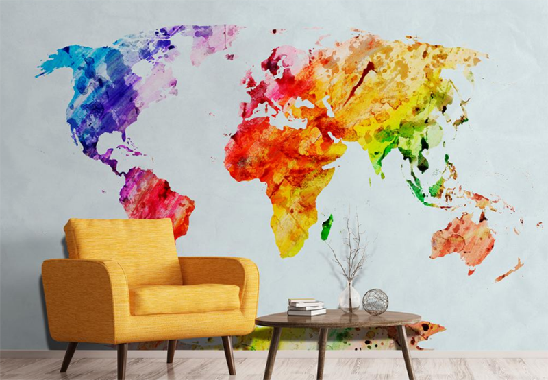 Vẽ tranh tường - bản đồ thế giới: Nếu bạn đam mê vẽ tranh tường, hãy thử tay với Bản đồ thế giới. Từ đó bạn sẽ thiết kế và tạo ra một phong cách trang trí tuyệt đẹp, độc đáo mà không mất quá nhiều thời gian và công sức. Với kĩ thuật mới nhất, tranh bản đồ thế giới sẽ trở nên sinh động và đẹp mắt hơn bao giờ hết.