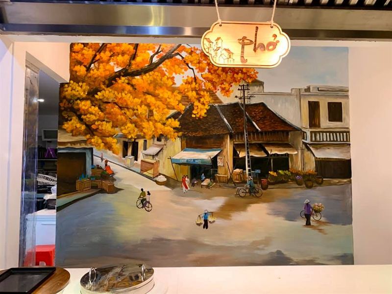 Tranh treo tường vẽ sơn dầu phong cảnh phố cổ Hà Nội  AmiA Hà Nội