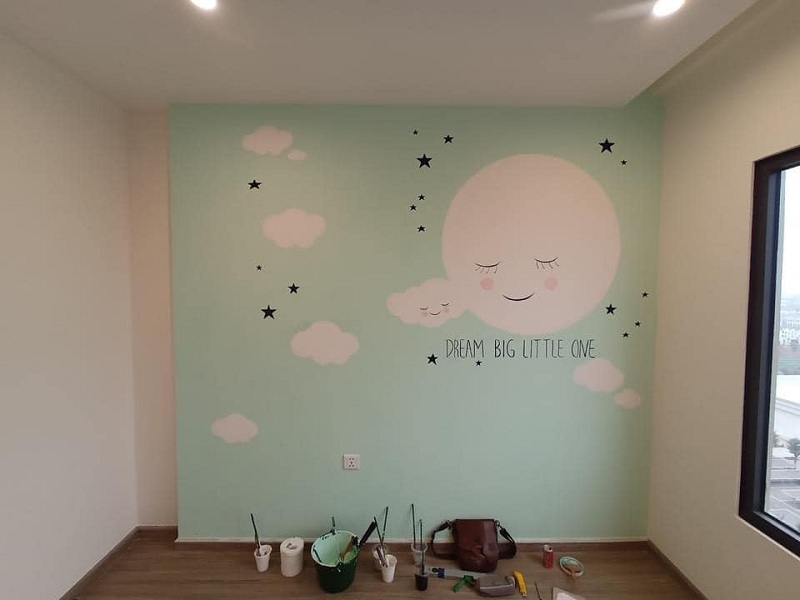 Mẫu vẽ tranh tường phòng bé gái đơn giản mà siêu đẹp