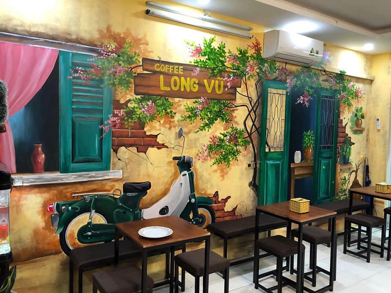 mẫu vẽ tranh tường quán cafe đẹp