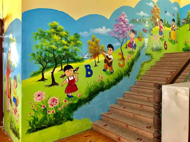 Vẽ tranh tường Mầm Non Đơn giản, Hiện đại tại Hà Nội Kho