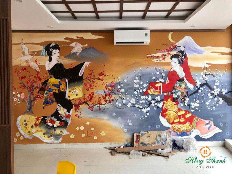 vẽ tranh tường phong cách Nhật Bản