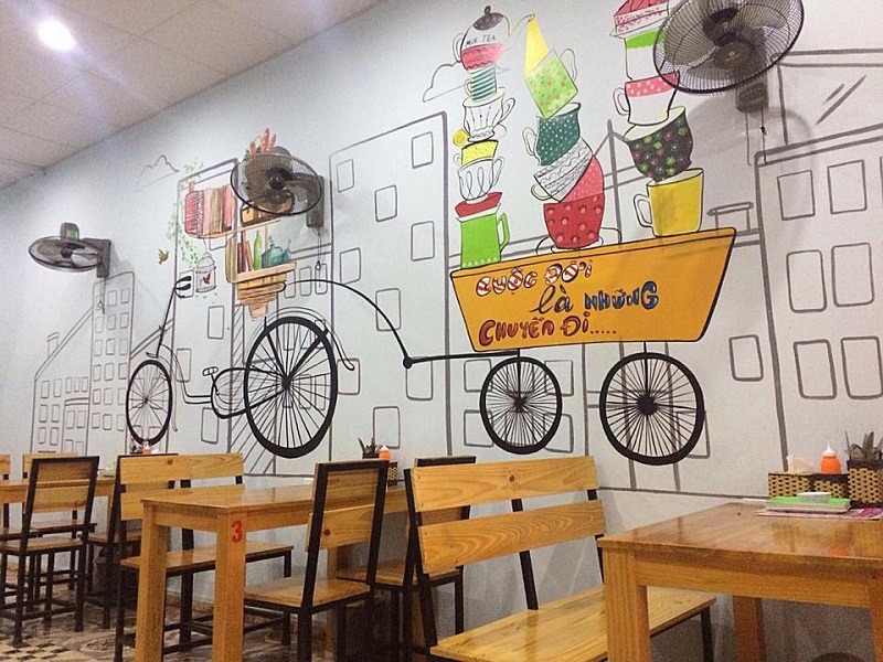 vẽ tranh tường quán cafe 2d đẹp