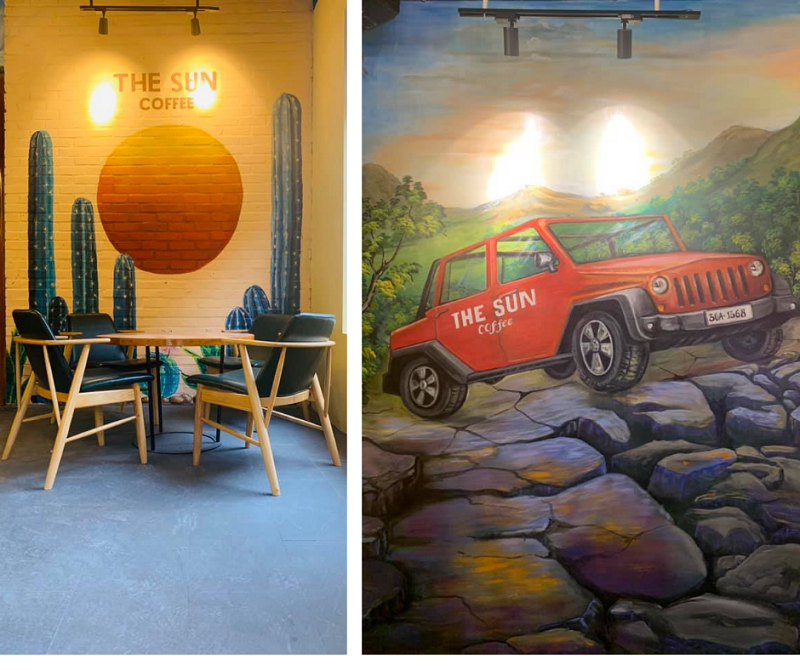 vẽ tranh tường quán cafe 3D đẹp