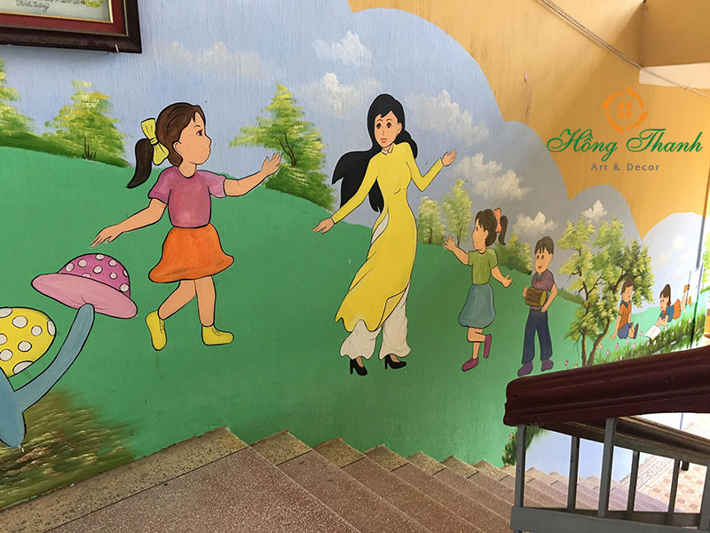 vẽ tranh tường tiểu học tại hà nam